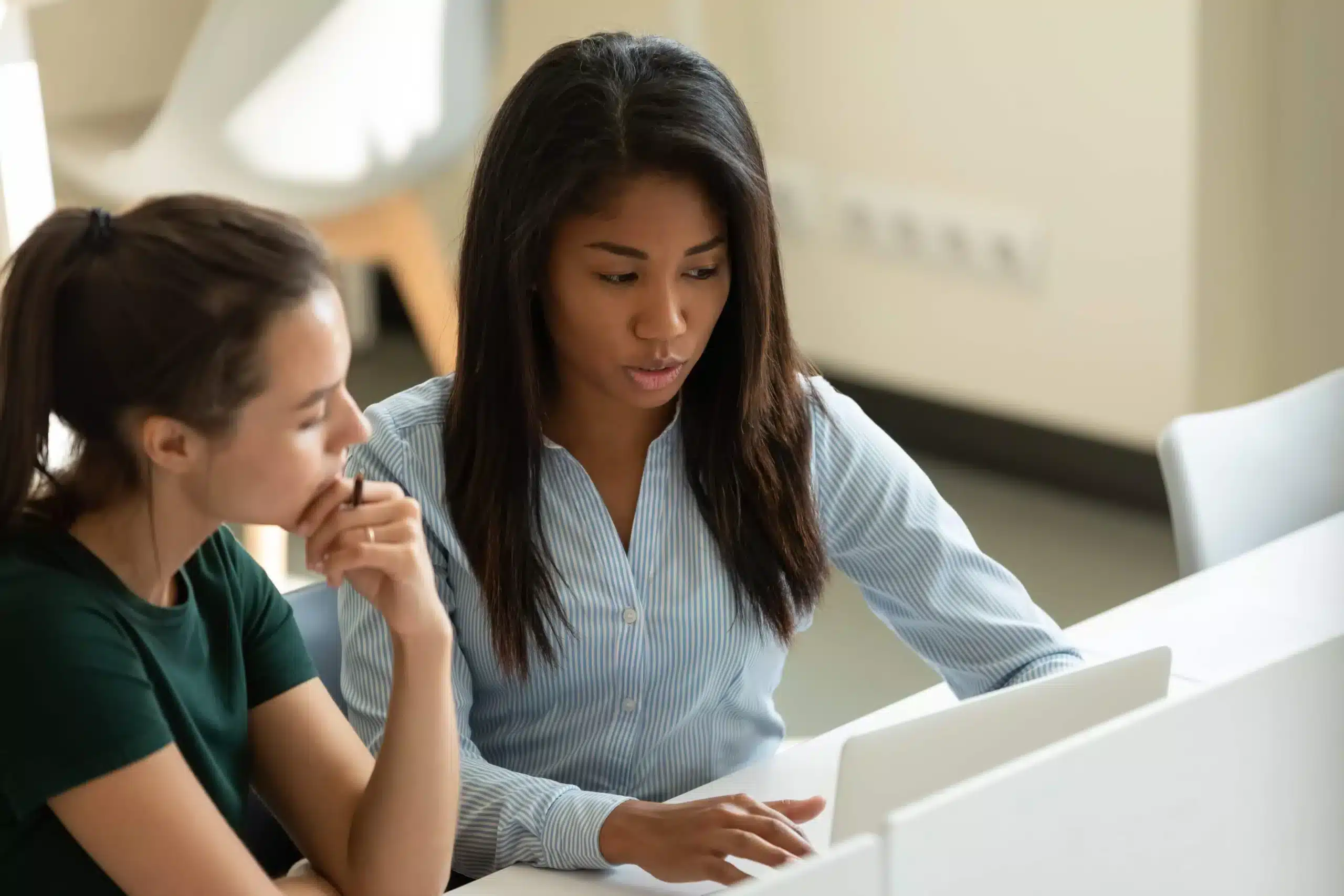 Women working at a computer