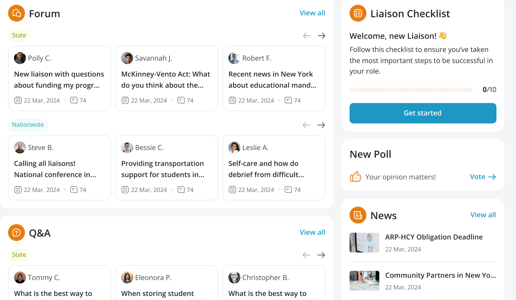 McKinney-Vento Liaison Portal dashboard